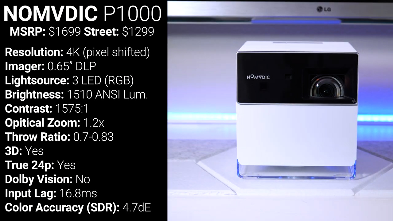  NOMVDIC L500 RGB Triple Laser Mini Projector, Portable